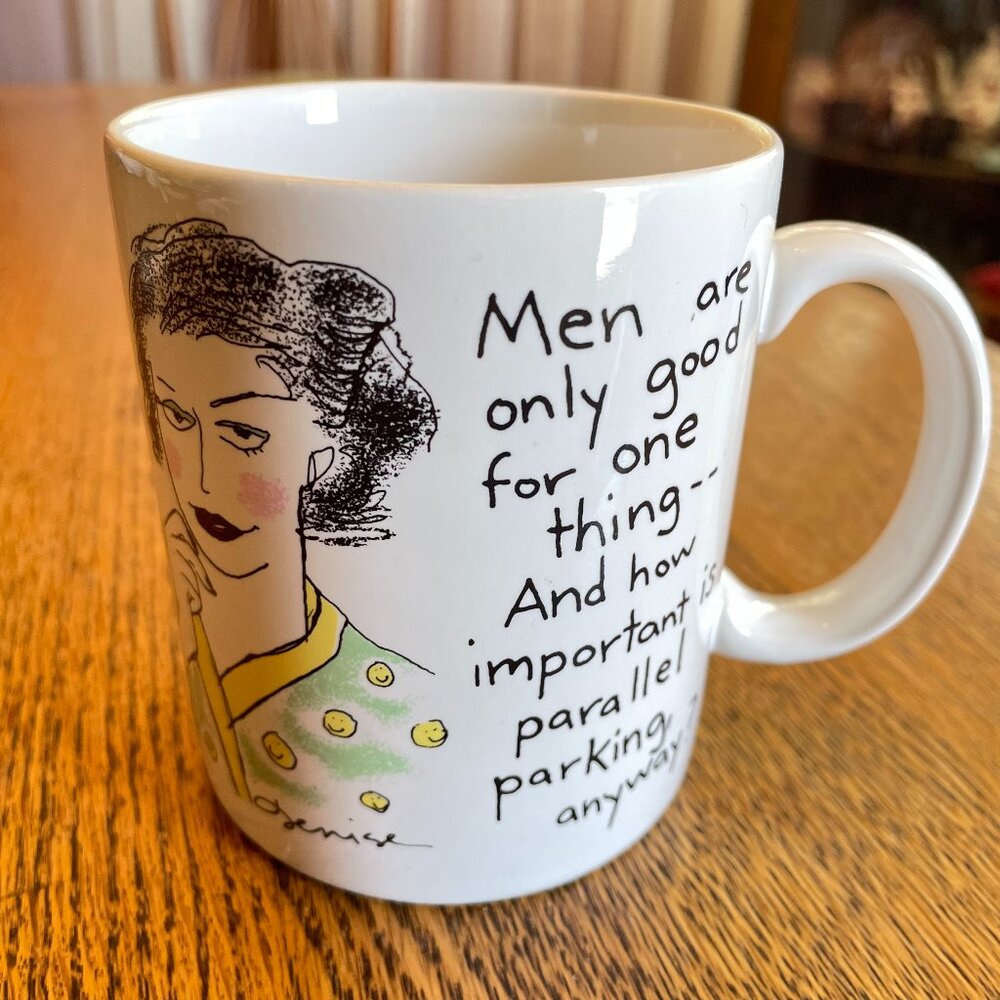 Vintage "Denise" Humorous Men and Parallel Parking Coffee Cup Mug by Hallmark